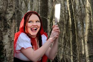 Little Red Riding Hood has a surprise butcher knife!